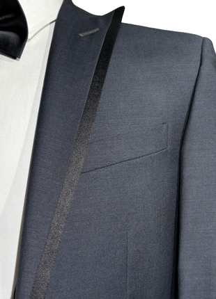 Corneliani CC Collection Blue Textured Peak Lapel Slim Fit 3-Piece Wool Mohair Tuxedo - 36R