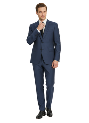 Canali Blue Woven Pattern 100% Wool Suit 40R