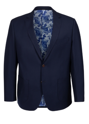 T.O. TR Mens Textured Navy Classic Fit Patch Pockets 2 Button Jacket Blazer
