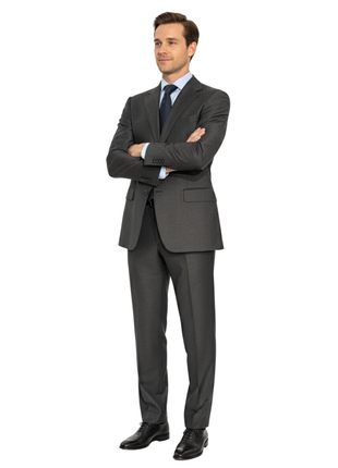 Canali Exclusive Charcoal Herringbone Wool-Silk Suit 40R