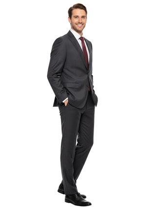 Armani Collezioni Solid Navy Blue Classic Fit Peak Lapel 1 Button Wool Suit 44R