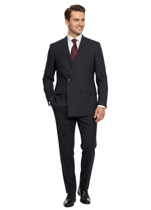 Armani Collezioni Black Sartorial Deco Classic Fit Double-Breasted Peak Lapel Wool Suit 42R