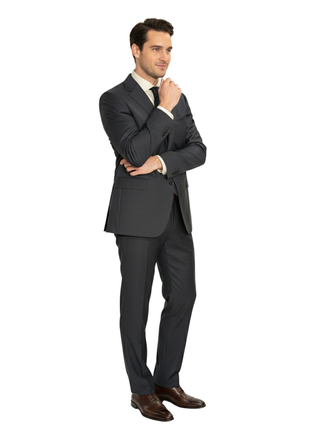 Canali Navy Woven Pattern 100% Wool Suit 40R