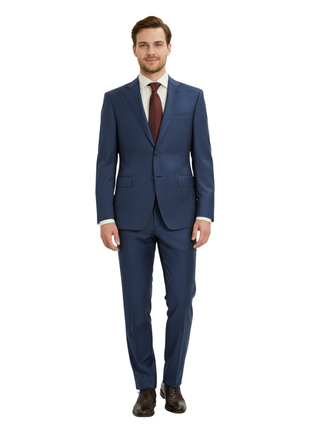 Canali Men's Denim Blue Solid 100% Wool Suit 40R