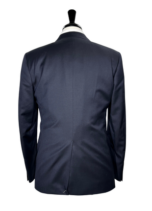 Canali Solid Navy Slim Fit Notch Lapel Canvassed Wool 3-Piece Suit 38R
