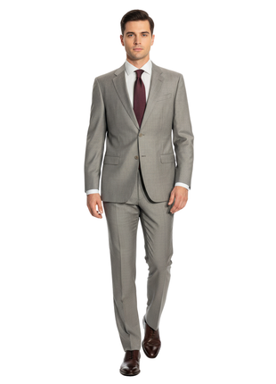 Armani Collezioni Light Gray G-Line Textured Two-Button Notch Lapel Wool Blend Suit 44R