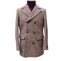 Thumbnail for Bellucci Men's Red Houndstooth Check Wool Coat