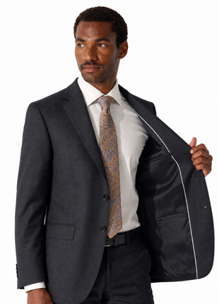 Cerruti 1881 Charcoal Black Twill Weave 100% Wool Classic Fit 2- Button Suit 48R
