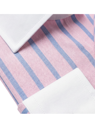 Ferrecci Pink Striped Slim Fit Spread Collar Cotton Dress Shirt - The Suit Depot