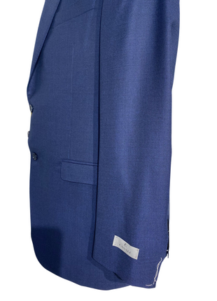 Canali Navy Blue Textured Notch Lapel 100% Wool 2 Button Suit 46L