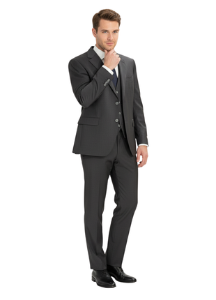 Canali Solid Gray 3-Piece 100% Wool Suit 44S