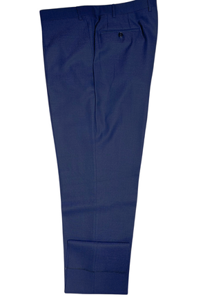 Canali Navy Blue Textured Notch Lapel 100% Wool 2 Button Suit 46L