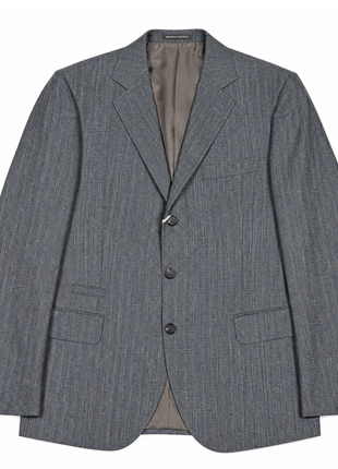 Brunello Cucinelli Gray Stripe Notch Lapel Slim Fit 3-Button Wool Linen Silk Suit - 40R