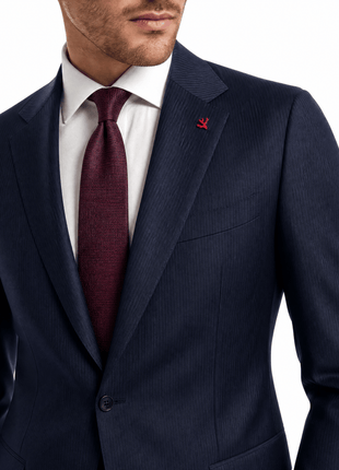 Isaia Mens Blue Tonal Pinstripe Notch Lapel Classic Fit 2-Button Wool Suit - 44L