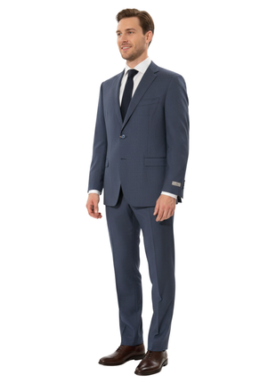 Canali Blue Micro Check 100% Wool 2 Button Suit 48R