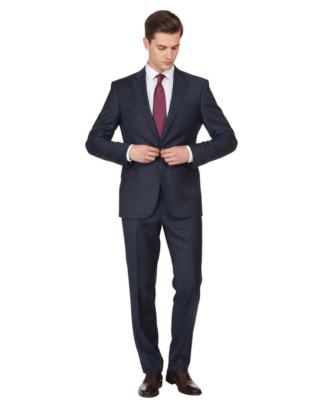 ✨️美品✨️EMPORIO ARMANI スーツ 上下セット ROBERT LINE Armani Collezioni M-Line Mens 42R Navy Blue Check 2 Piece Suit