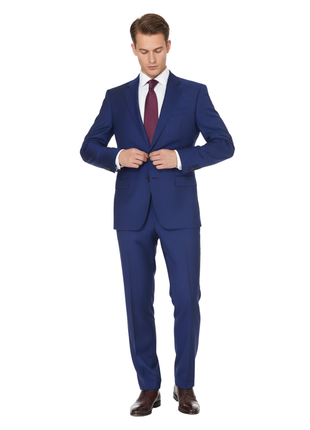 Armani Collezioni G-Line 42L Blue Pinstripe 100% Wool Slim Fit 2 Piece Suit
