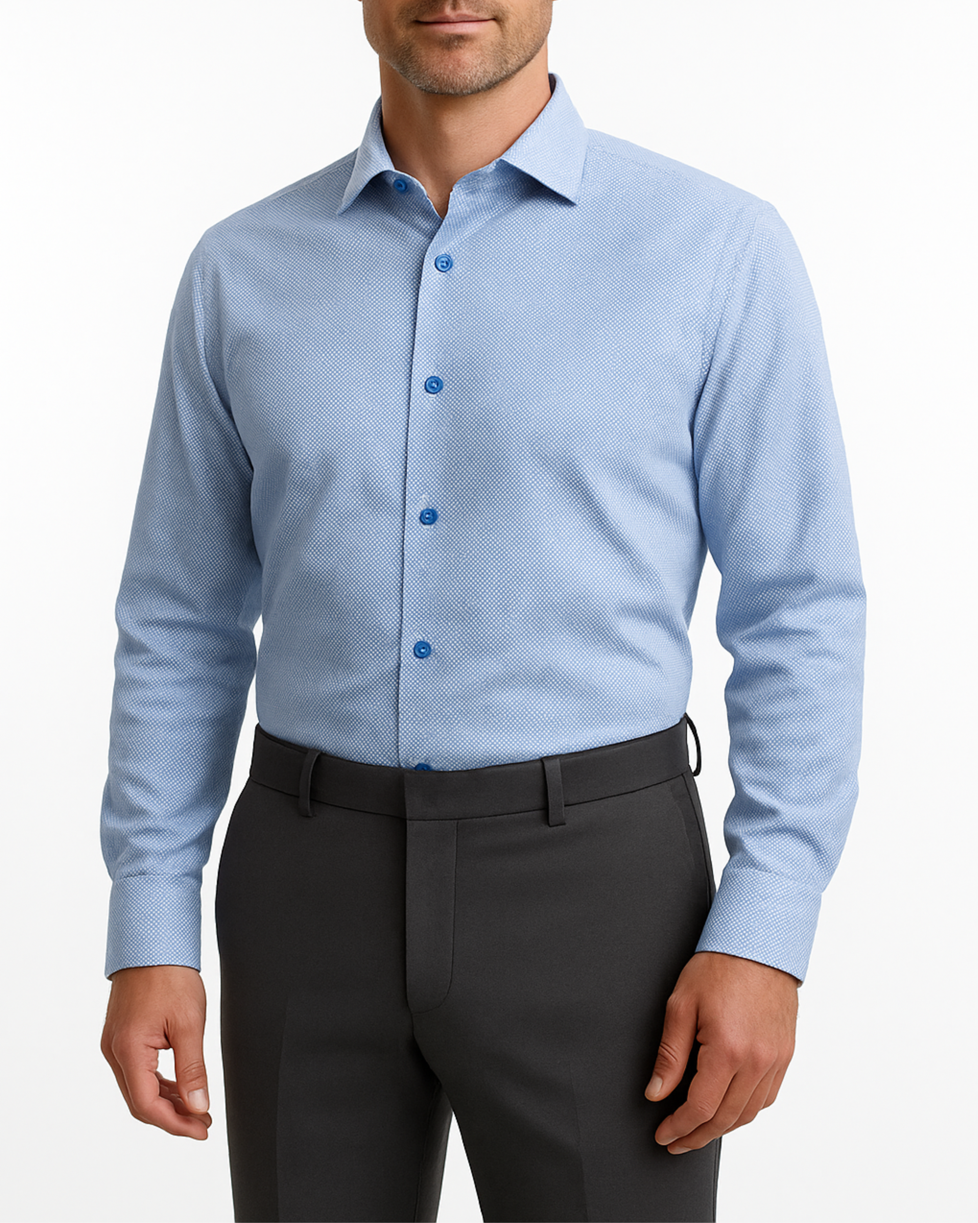 Mens Micro-Check Cadet Blue Contemporary Fit Cotton Blend Stretch Spre – The Suit Depot Mens Micro-Check Cadet Blue Contemporary Fit Cotton Blend Stretch Spre – The Suit Depot
