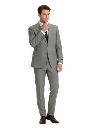 Canali Solid Gray 100% Wool Suit 42S