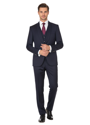 Canali Men's Navy 3-piece 1-button 100% Wool 2-Button Suit 40R