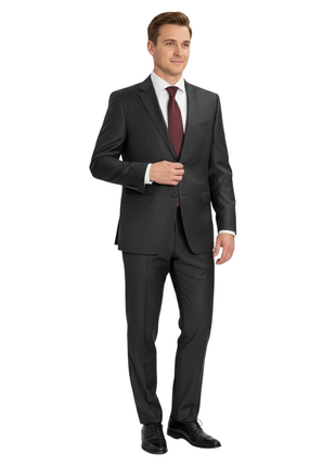 Canali Men's Solid Charcoal 100% Wool Suit 44R - The Suit Depot