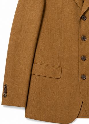 Sartoria Partenopea Mens Solid Golden Brown Notch Lapel Classic Fit 4-button Linen Suit - 42R