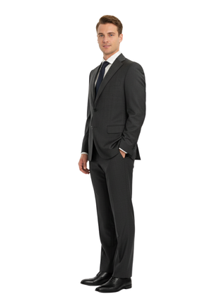 Canali Gray Glen Plaid 100% Wool Suit 38S