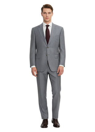 Canali Men's Blue Pinstripe 100% Wool Suit 42S