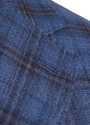 Joseph Bach Mens Blue Windowpane Plaid Half-Canvassed Slim Fit Notch Lapels 2 Button Wool Suit