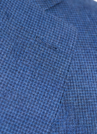 Joseph Bach Mens Blue Microcheck Half-Canvassed Slim Fit Notch Lapels 2 Button Wool Suit