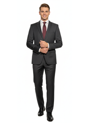 Hugo Boss Guabello collection Textured Black Water Repellent Wool 2-Button Suit - 40R