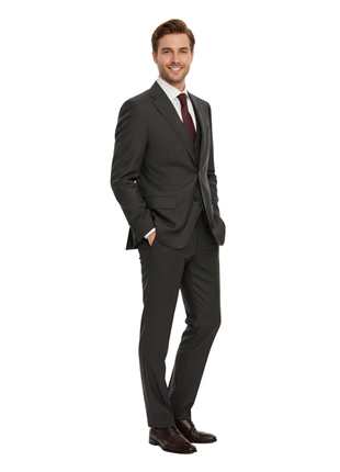 Canali Men's Charcoal Fully-Canvassed 100% Wool Suit 44R