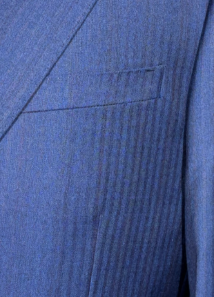 Centrion Mens Cobalt Blue Tonal Stripe Peak Lapels Slim Fit 2 Button Double Breasted Wool Suit