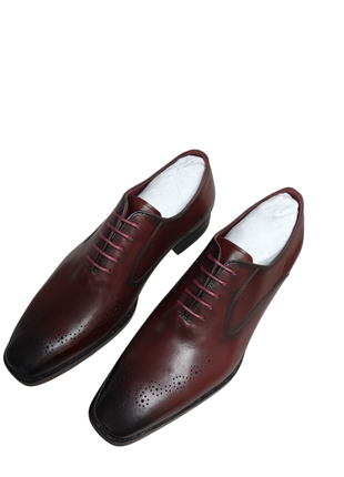 VQ Signature Mens Burgundy Lace-Up Leather Dress Shoes