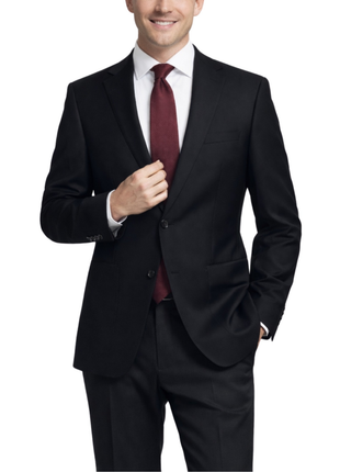 Cardeliano Mens Solid Black Classic Fit Notch Lapels Patch Pockets 2 Button Jacket Blazer