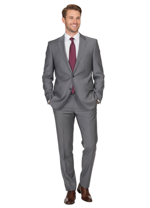 Hugo Boss Mens Gray Striped 100% Wool Slim Fit 2 Piece Suit