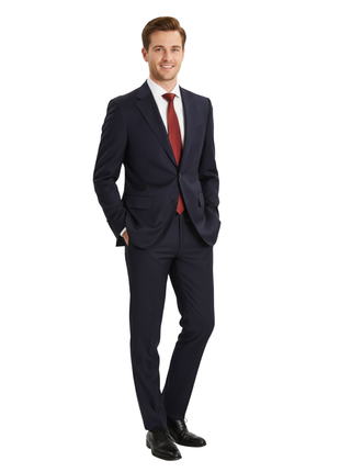 Canali Men's Solid Navy Classic Fit 100% Wool Suit 36R