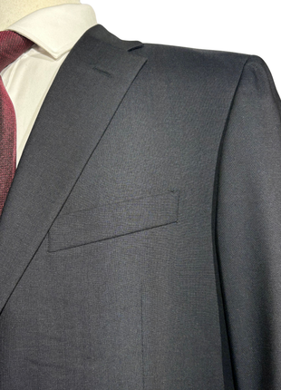 Corneliani Mens Solid Dark Charcoal Fully-Canvassed Notch Lapels Classic Fit 2 Button Wool Silk Suit - 44L - The Suit Depot