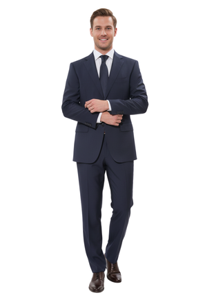 Canali Solid Navy 100% Wool 2 Button Suit 38R