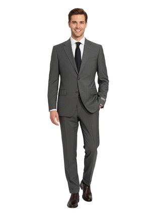Canali Solid Gray 100% Wool Suit 40R