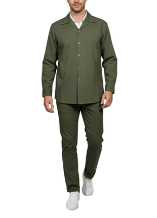 Apollo King Royal Diamond Solid Olive Regular Fit 2 Piece Walking Suit