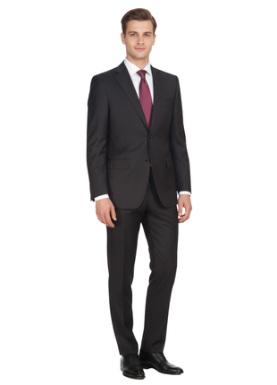 Canali 1934 Mens Solid Black 38R Drop 4 100% Wool 2 Piece Suit