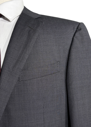 Corneliani Mens Charcoal Textured Fully-Canvassed Notch Lapels Classic Fit 2 Button Wool Suit - 42R - The Suit Depot
