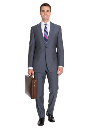 Hugo Boss Paolini1/Movio1 Blue Gray Striped Two Button Wool Suit