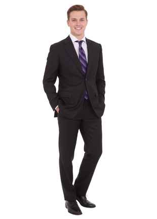 Canali Mens Black 36R Drop 6 100% Wool 2 Piece Suit