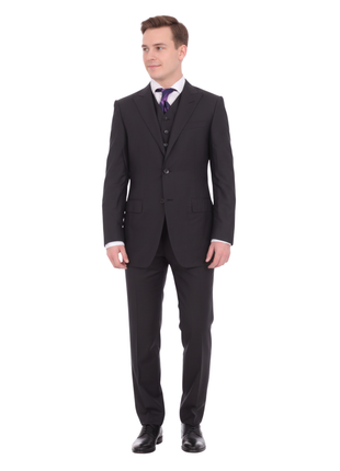 Canali Mens Black 36R Drop 6 100% Silk 3 Piece Suit