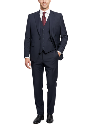 Cleo Luxor Midnight Navy Slim Fit Wool Stretch 3 Piece Suit