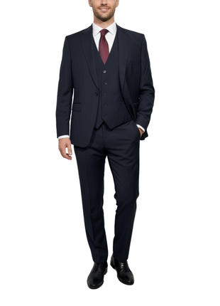 Cleo Luxor Black Slim Fit Wool Stretch 3 Piece Suit