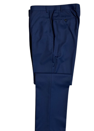Corneliani Mens Solid Blue Fully-Canvassed Notch Lapels Classic Fit 2 Button Wool Suit - 42R - The Suit Depot