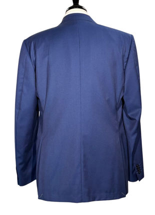 Corneliani Mens Solid Blue Fully-Canvassed Notch Lapels Classic Fit 2 Button Wool Suit - 42R - The Suit Depot